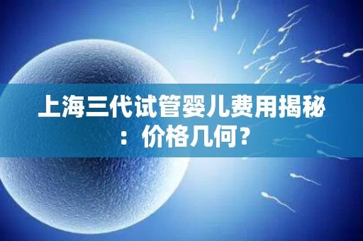 上海三代试管婴儿费用揭秘：价格几何？