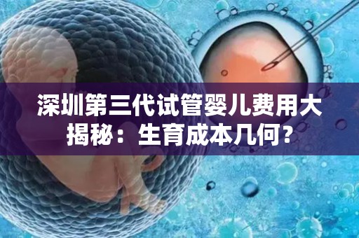 深圳第三代试管婴儿费用大揭秘：生育成本几何？