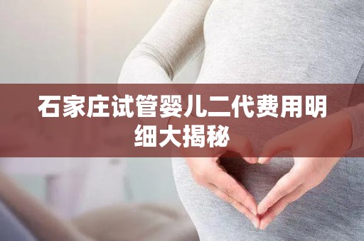 石家庄试管婴儿二代费用明细大揭秘