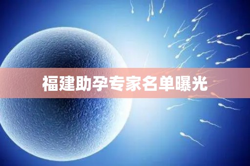 福建助孕专家名单曝光