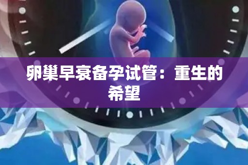 卵巢早衰备孕试管:重生的希望 卵巢早衰备孕试管:重生的希望