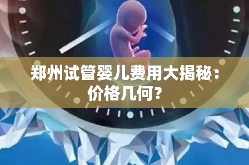 郑州试管婴儿费用大揭秘：价格几何？