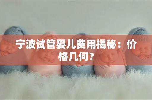 宁波试管婴儿费用揭秘：价格几何？