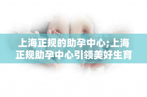 上海正规的助孕中心;上海正规助孕中心引领美好生育新试管