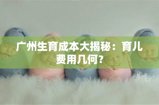 广州生育成本大揭秘:育儿费用几何? 广州生育成本大揭秘:育儿费用几何?