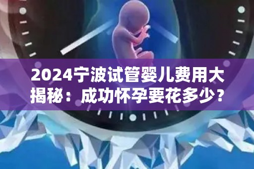 2024宁波试管婴儿费用大揭秘：成功怀孕要花多少？