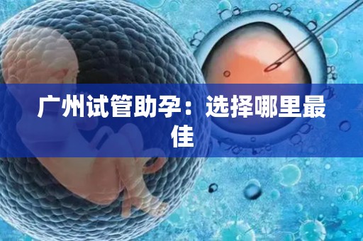 广州试管助孕：选择哪里最佳