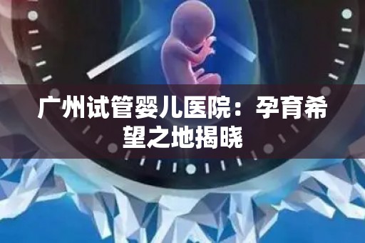 广州试管婴儿医院:孕育希望之地揭晓 广州试管婴儿医院:孕育希望之地揭晓